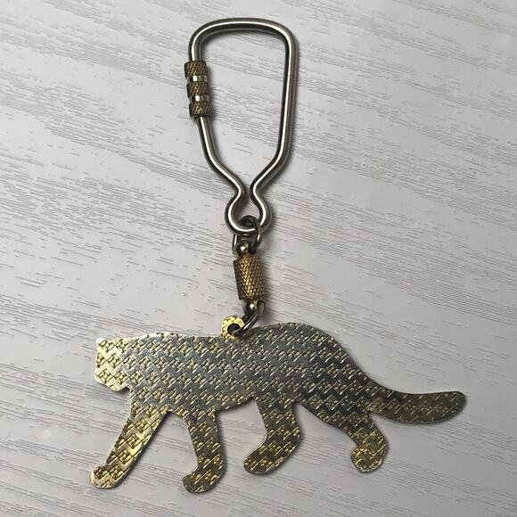 Y2k 2000s Gold Tone Jaguar Twist Lock Carabiner Keychain - Picture 5 of 7
